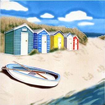 beach hut picture tile - Salcombe Ceramics